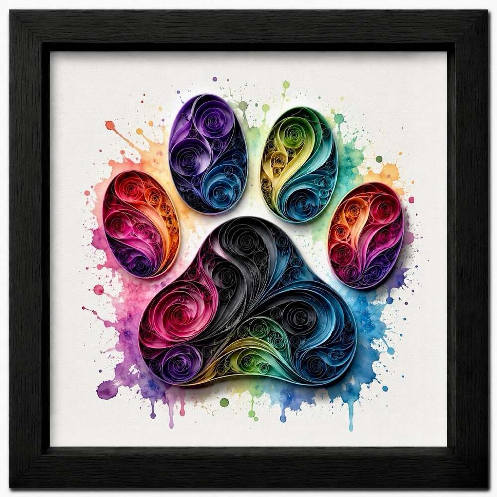 8 X 8 Black Framed Rainbow Paw D 3 C 7